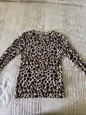 H&M Women’s Leopard Print Long Sleeve Sweater in Beige, Brown & Black